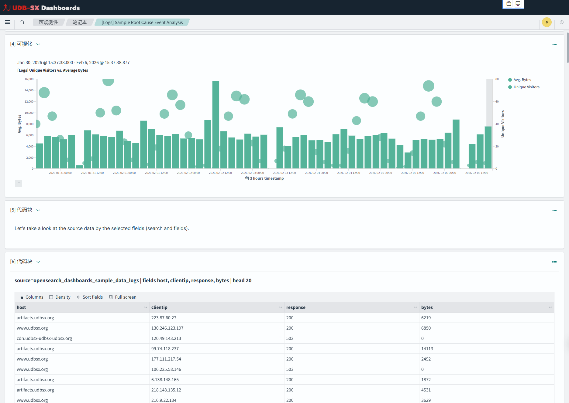 示例 Notebook 视图