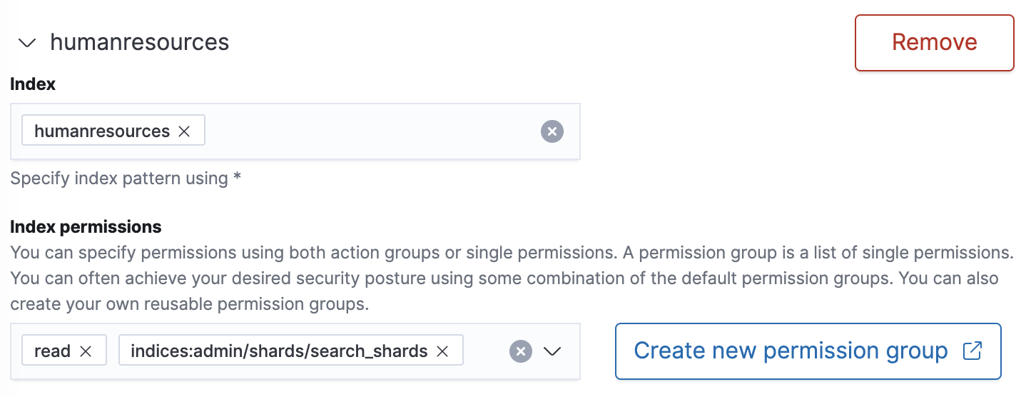 用于创建跨集群搜索角色的 UDB-SX Dashboards 界面